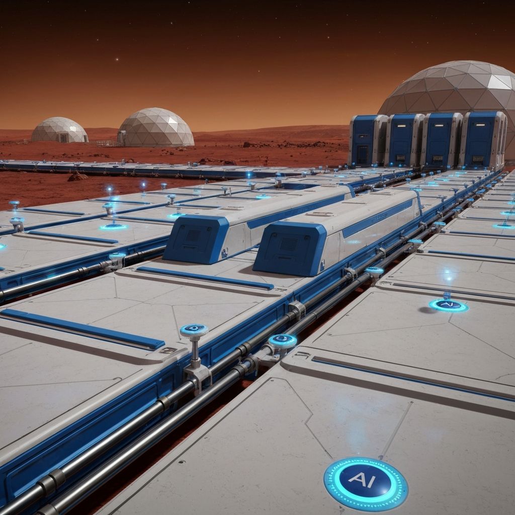 Concept rendering of an AI-powered modular sanitation system designed for Mars deployment